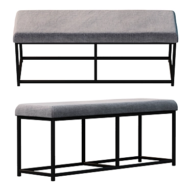 Industrial-style Upholstered Bench - Hiba 3D model image 1 