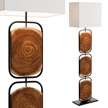 Rustic Colonial Wood Floor Lamp 3D model image 1 