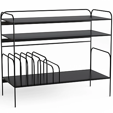 Modern Metal Vinyl Shelf 3D model image 1 