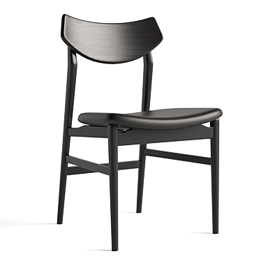Sophisticated Rebecca Chair: Oak Wood Frame, Black Leather Seat 3D model image 1 
