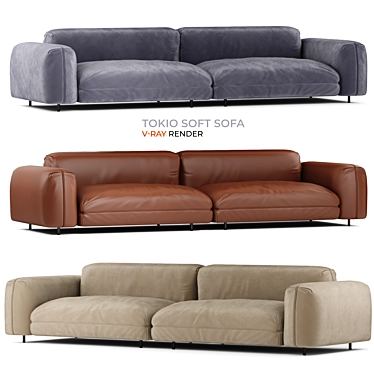 Arflex Tokio Soft Sofa: Premium Italian Leather Comfort 3D model image 1 