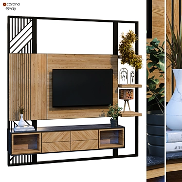 Modern TV Wall Set 205 3D model image 1 