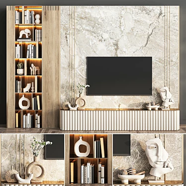Modern TV Wall Unit with Lighting 3D model image 1 