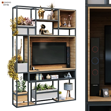 Modern TV Wall Set - 208 3D model image 1 