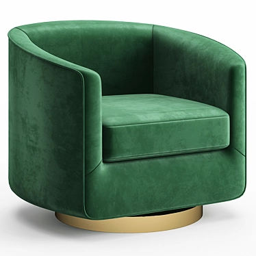 Luxurious Hazel Green Sky Swivel Armchair 3D model image 1 