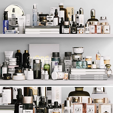 Shelf with cosmetics. Cream, make-up, cosmetology
