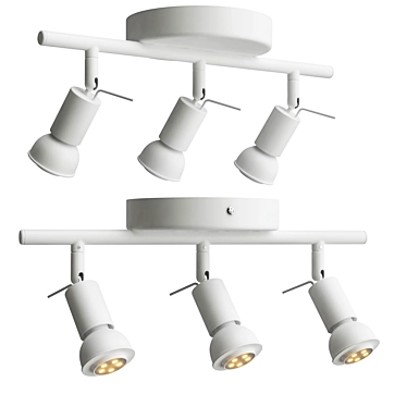 TROSS Ceiling Rail: 3-Lamp, White 3D model image 1 