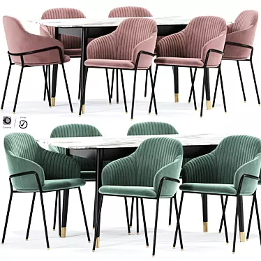 Stylish Strip Dining Chair 3D model image 1 