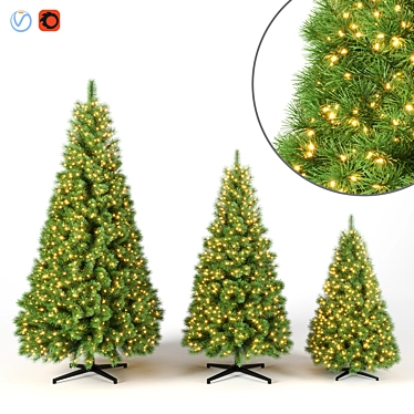 3D Christmas Tree with Lights 3D model image 1 