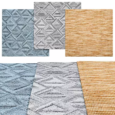 Modern Square Rugs in 3 Sizes 3D model image 1 