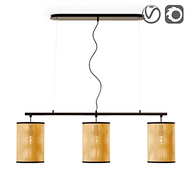 Metal and Wicker Pendant Light, Cara 3D model image 1 