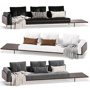 Luxury Minotti Brasilia Velvet Leather Sofa 3D model image 1 