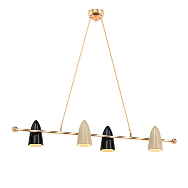 Elegant Black & Cream Chandelier 3D model image 1 