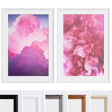 Pink Clouds Picture Frame Set 3D model image 1 