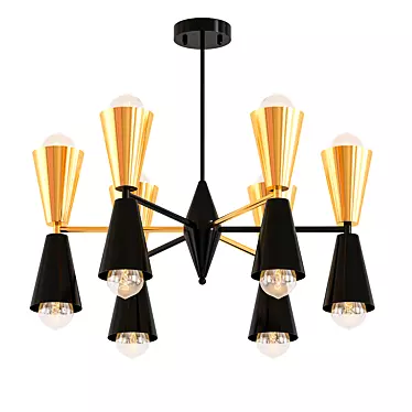 Modern Conical Black & Gold Chandelier 3D model image 1 