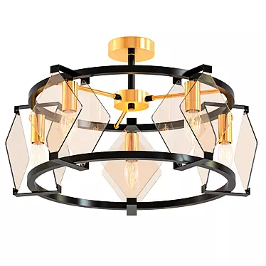 Aragon Amber Glass Metal Chandelier 3D model image 1 