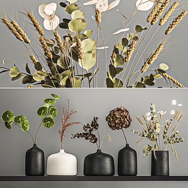Elegant Dried Flower Bouquets 3D model image 1 