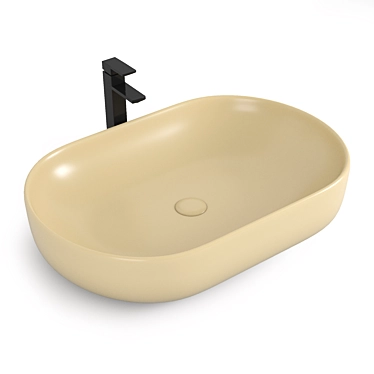 Title: Matte Beige Ceramic Countertop Washbasin 3D model image 1 