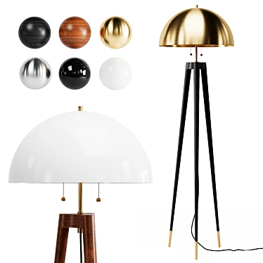 Fife Tripod Floor Lamp: Unparalleled Design + 7 Materials 3D model image 1 