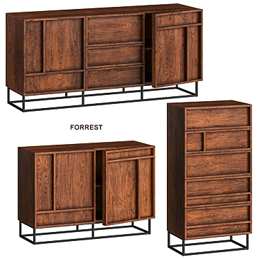 FORREST Dark Wood Chest of Drawers from WOOOD 3D model image 1 