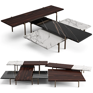 Minotti Superquadra Coffee Tables Set 3D model image 1 