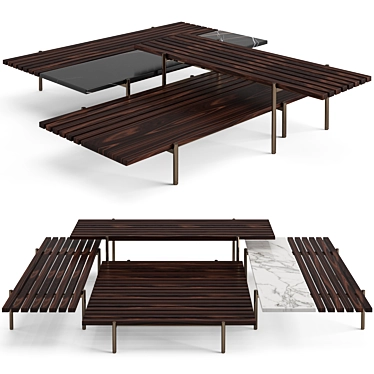 Minotti Superquadra Coffee Tables Set 3D model image 1 