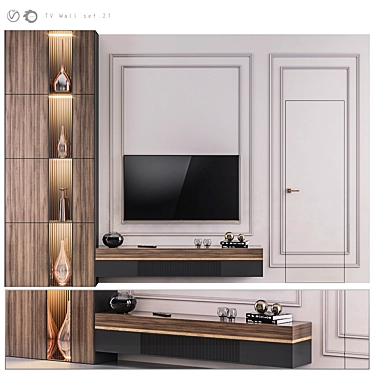 Sleek TV Wall Set 21: V-Ray & Corona 3D model image 1 