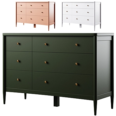 Hampshire Kids 6-Drawer Dresser 3D model image 1 