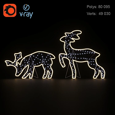  Illuminated LED Deer Figures 3D model image 1 