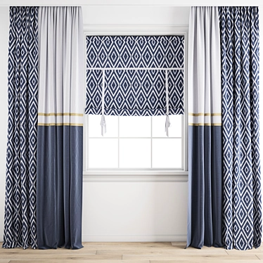 Premium Polygonal Model Curtain 3D model image 1 