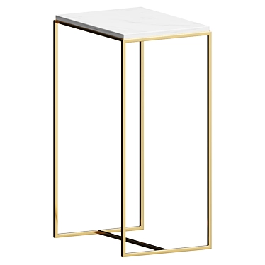 VENICE White Marble & Gilded Metal Side Table 3D model image 1 