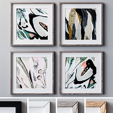 Versatile Wall Art Set with 4 Frame Colors 3D model image 1 