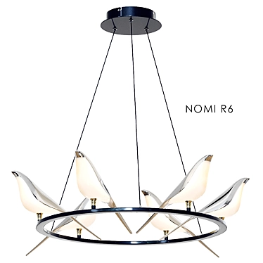 Golden Bird LED Chandelier 3D model image 1 