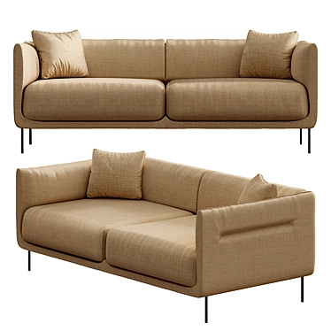 Konami 2 Seater Sofa: Perfect Combination of Style and Comfort 3D model image 1 