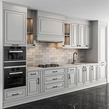 NeoClassic Kitchen Set - Gray/Black 3D model image 1 