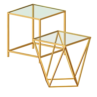 Geometric Gold Glass Side Table 3D model image 1 
