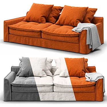 Furninova Sake 3-Seater Sofa: Modern Comfort in 3 Colors 3D model image 1 