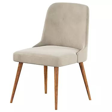 Velvet Mid-Century Dining Chair 3D model image 1 