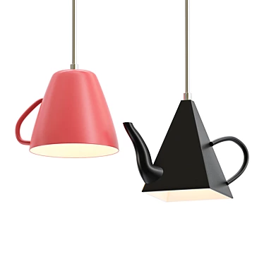 Elegant Teapot Pendant Light 3D model image 1 