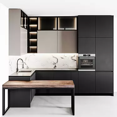 Sleek Modern Kitchen Design 3D model image 1 