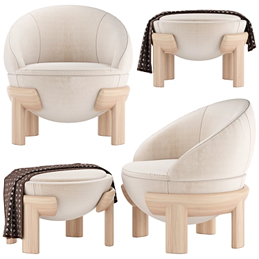 Sleek Armchair & Pouf Set 3D model image 1 