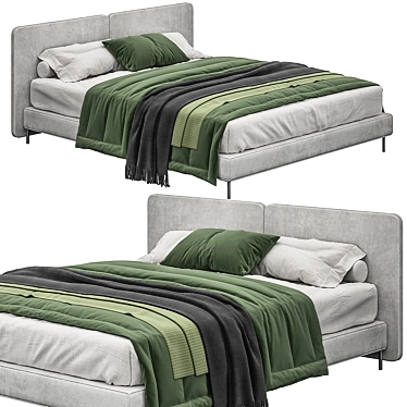 Modern Green Bed by Minotti 3D model image 1 