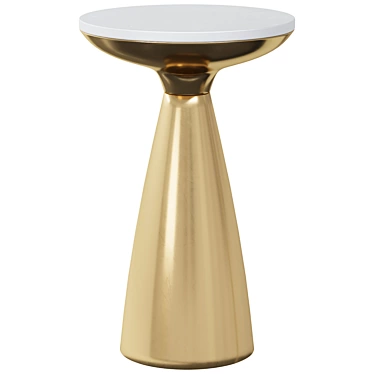 Ezia White & Gold Aluminum Side Table 3D model image 1 