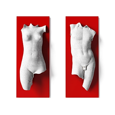 Dual Torso Wall Art Panel 3D model image 1 