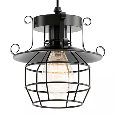 Retro Industrial Ceiling Lamp 3D model image 1 