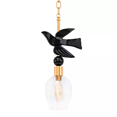 Sculptural Bird Pendant: Graceful Flight 3D model image 1 