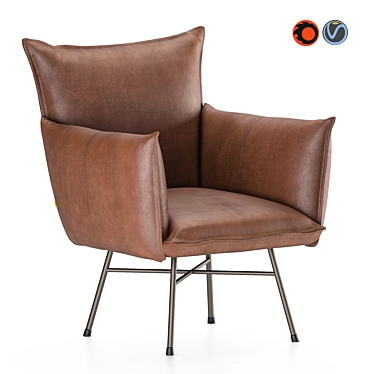 Micasa Leather Armchair: Sleek Design & Unparalleled Comfort 3D model image 1 