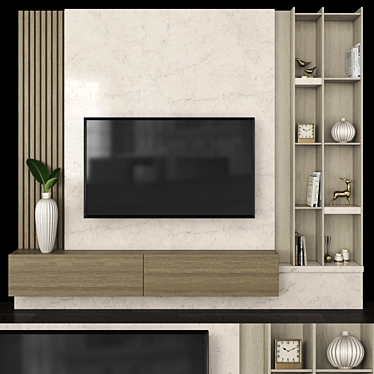 Sleek TV Wall Set with 65" Screen 3D model image 1 