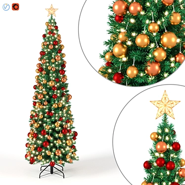 Christmas Tree 3D Model with Lights & Ornaments 3D model image 1 