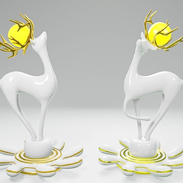 Elegant Porcelain Deer Sculpture 3D model image 1 